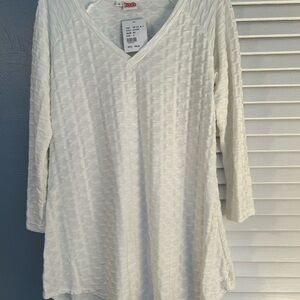 White Textured Women's Top